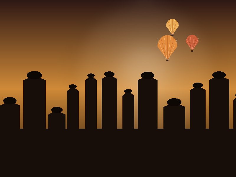 Hot-air balloons over Göreme at dawn